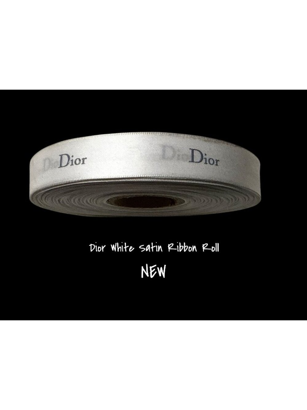 Dior White Satin Ribbon Roll 1 Inch Wide With Printed Logo 50M One Spool New